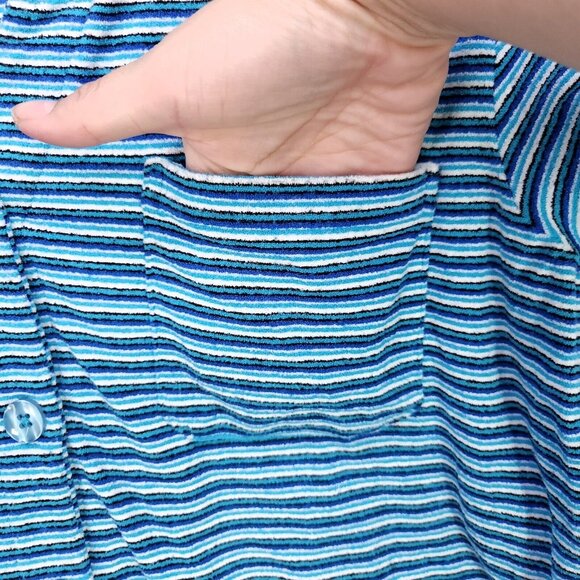 Frankies Bikinis Terry Shirt Mini Skirt Set Blue Button Up Sizes Medium Large - Picture 13 of 16